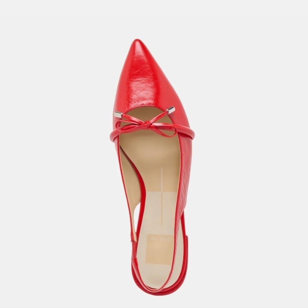 ❤️🔹️Dolce Vita 🔹️Payge Flats Chili Crinkle Patent Slingback - Picture 6 of 9